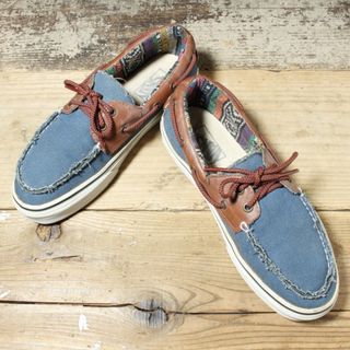 ヴァンズ(VANS)のUSA VANSキャンバススニーカー デッキシューズ26cm ブルー aw302(スニーカー)