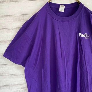 ギルダン　Tシャツ　半袖　FedEx 企業ロゴ　プリント　パープル　古着　XL(Tシャツ/カットソー(半袖/袖なし))