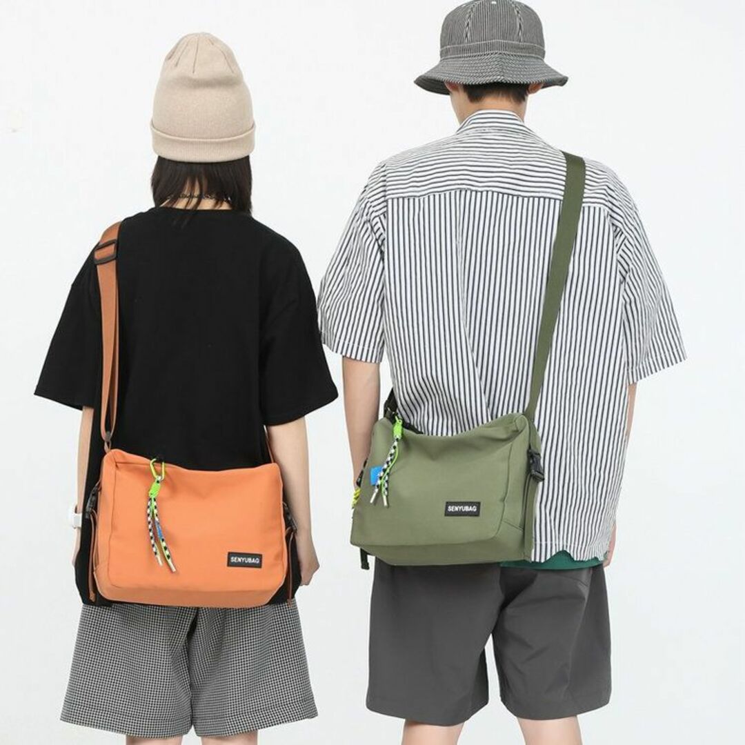 ショルダーバッグ オレンジ 斜めがけ メンズ レディース 肩掛け 通学 通勤 レディースのバッグ(ショルダーバッグ)の商品写真