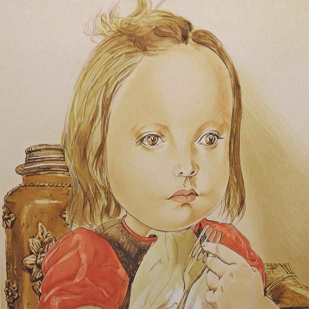 藤田嗣治 フォークを持つ少女 人物画 女の子 巨匠 新品 版画 絵画 真作保証