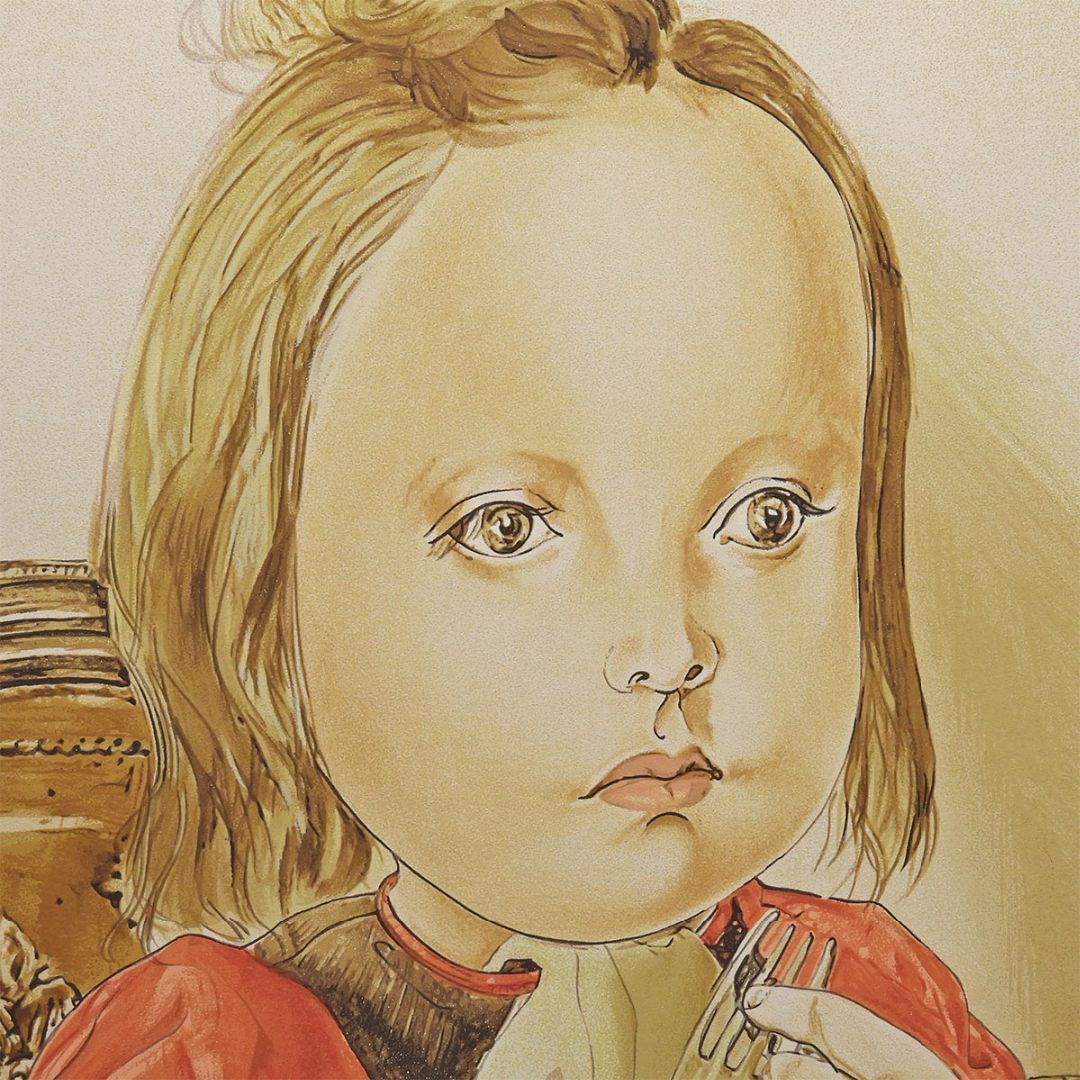 藤田嗣治 フォークを持つ少女 人物画 女の子 巨匠 新品 版画 絵画 真作保証