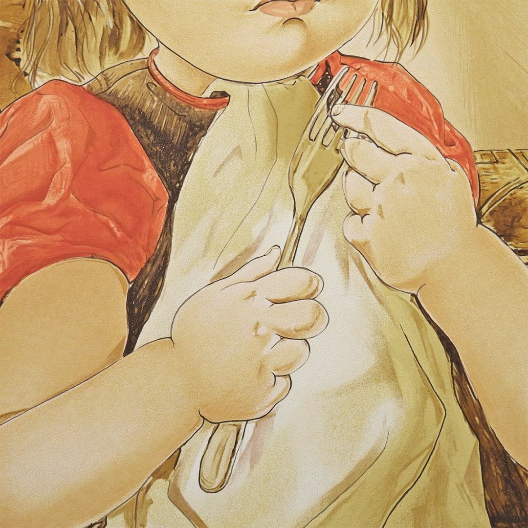 縦28cm×横21cm作品状態藤田嗣治 フォークを持つ少女 人物画 女の子 巨匠 新品 版画 絵画 真作保証