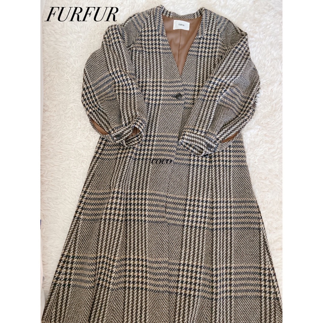 furfur☆ノーカラーロングコート
