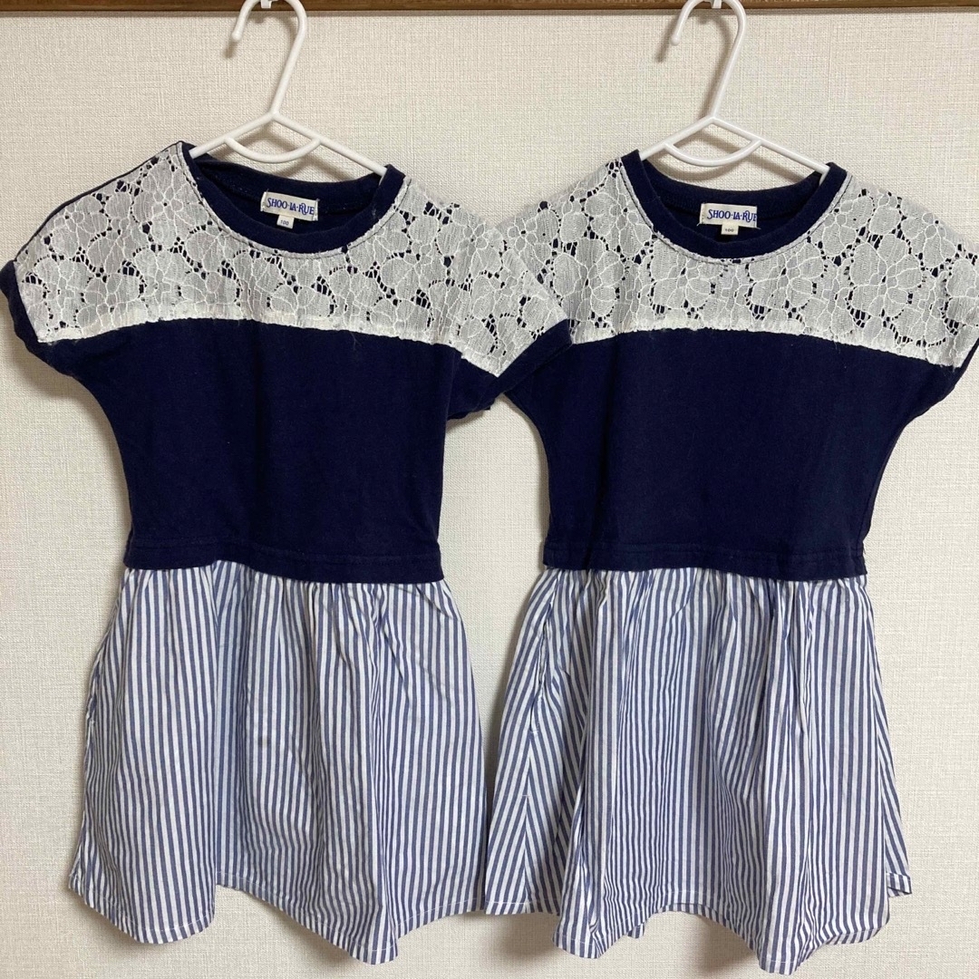 3can4on(サンカンシオン)の双子ワンピース4枚セット　3can4on moujonjon キッズ/ベビー/マタニティのキッズ服女の子用(90cm~)(ワンピース)の商品写真