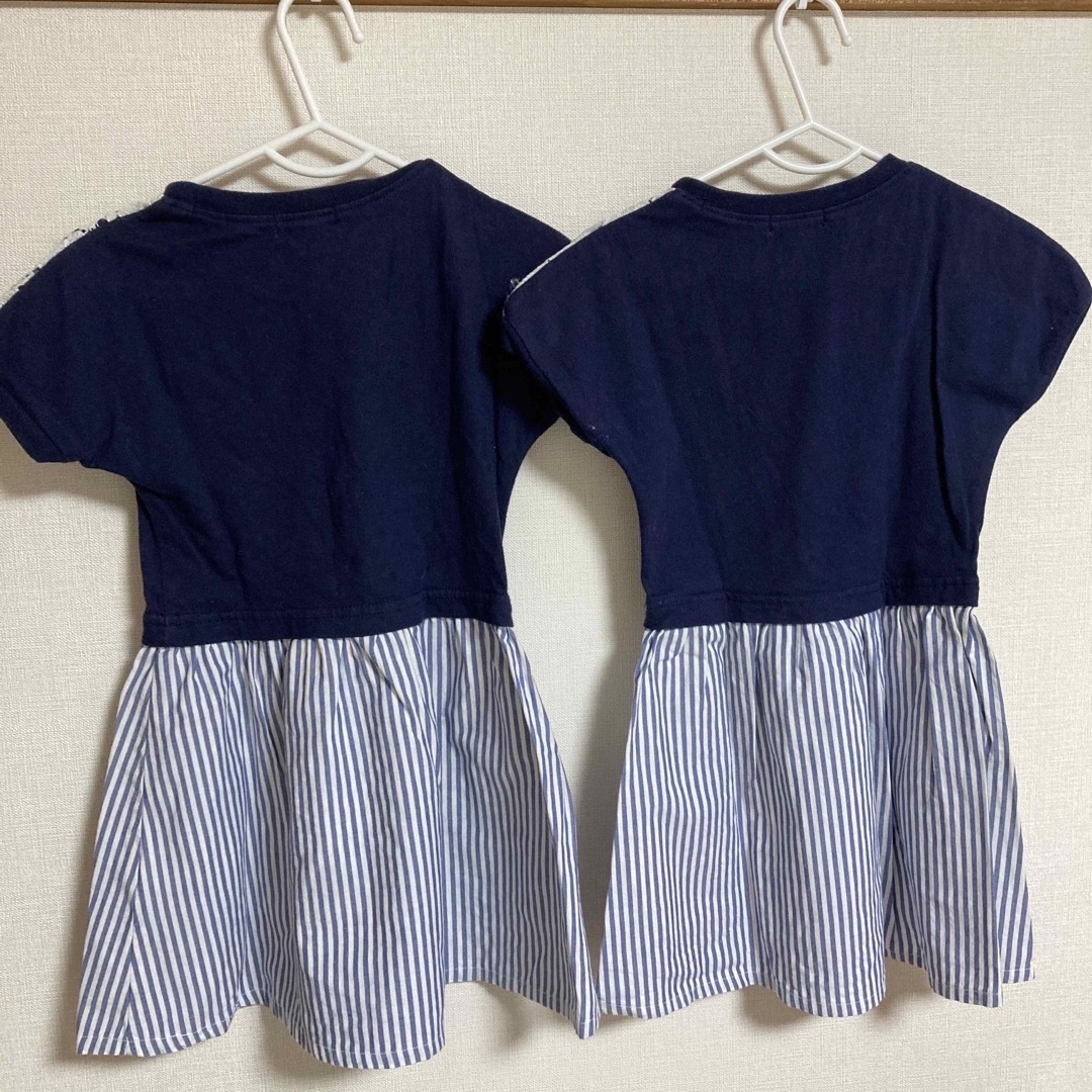 3can4on(サンカンシオン)の双子ワンピース4枚セット　3can4on moujonjon キッズ/ベビー/マタニティのキッズ服女の子用(90cm~)(ワンピース)の商品写真