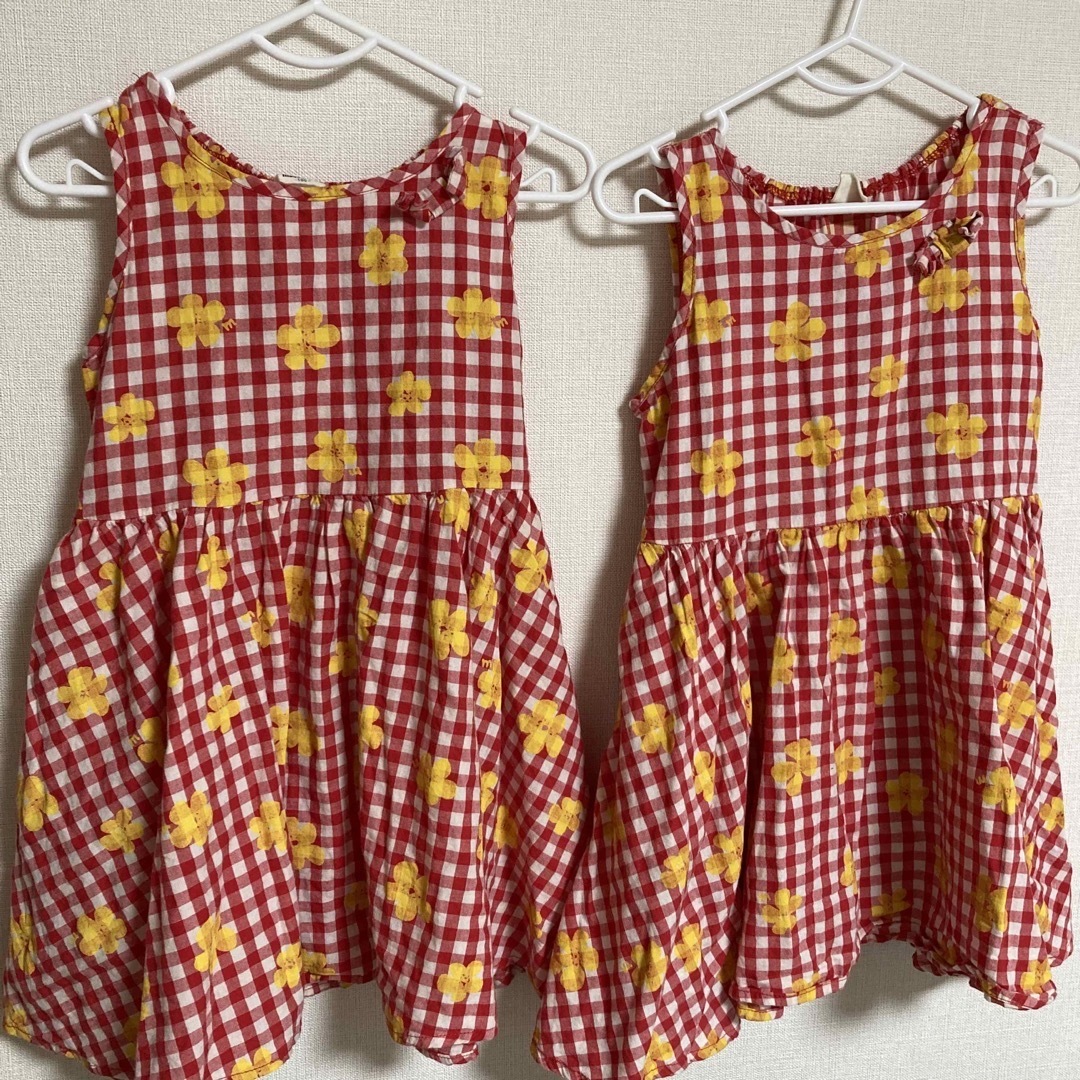 3can4on(サンカンシオン)の双子ワンピース4枚セット　3can4on moujonjon キッズ/ベビー/マタニティのキッズ服女の子用(90cm~)(ワンピース)の商品写真