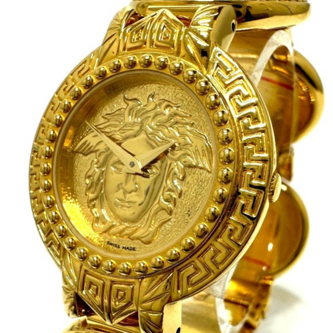 ジャンニ・ヴェルサーチ Gianni Versace コインウォッチ 7008002 メデューサ クオーツ 腕時計 GP ゴールド 美品