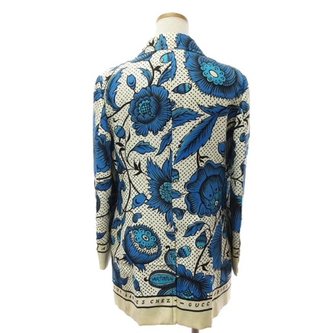 Gucci(グッチ)のグッチ タグ付き テーラードジャケット ブレザー 花柄 シルク 白 青 40 レディースのジャケット/アウター(その他)の商品写真