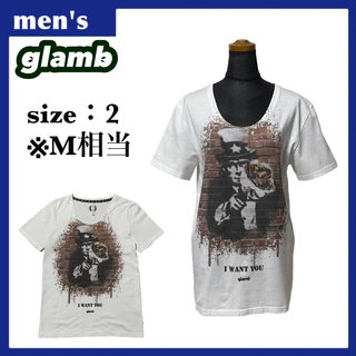 グラム(glamb)のglamb グラム プリント Tシャツ メンズ サイズ2 M相当 ホワイト(Tシャツ/カットソー(半袖/袖なし))