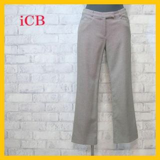 ICB - 美品 iCB パンツ ストレート スラックス 千鳥格子 チェック 黒 ベージュ