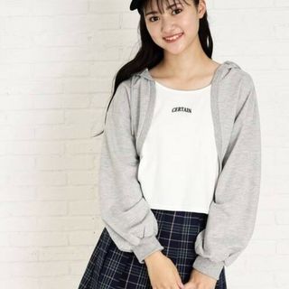 ピンクラテ(PINK-latte)の新品　PINK-latte　フード付ボレロドッキングトップス(Tシャツ/カットソー)