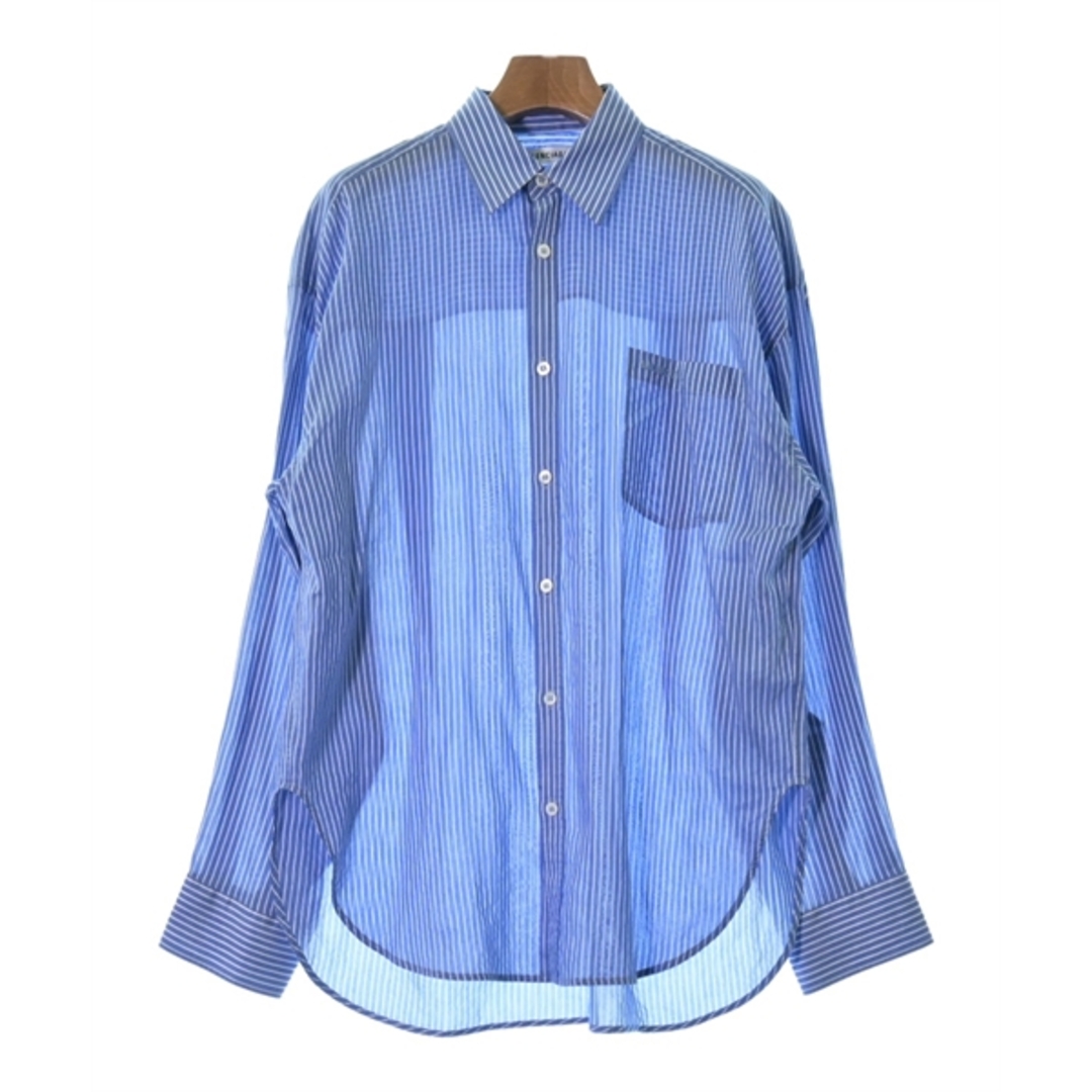 BALENCIAGA カジュアルシャツ 34(XXS位) 青x白(ストライプ)