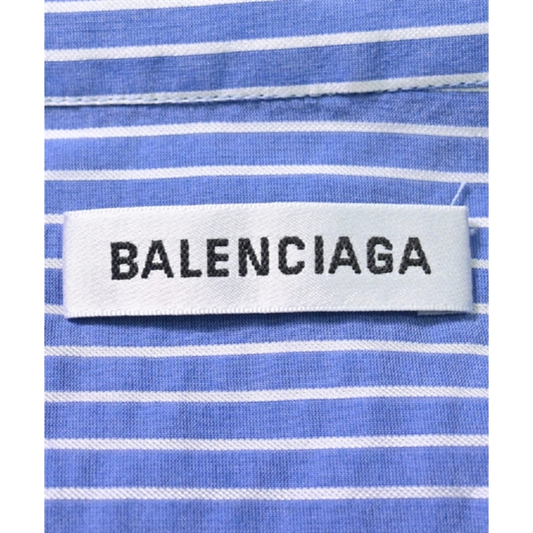 BALENCIAGA カジュアルシャツ 34(XXS位) 青x白(ストライプ)