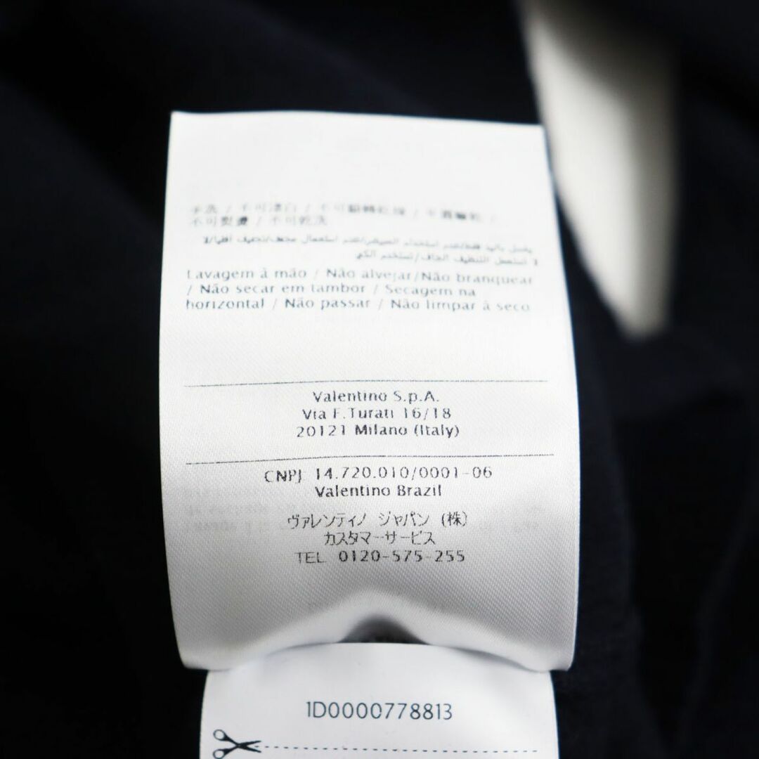 美品●2020年製 VALENTINO ヴァレンティノ ウール×カシミヤ ロングスリーブニット/セーター ダークネイビー M イタリア製 正規品 メンズ