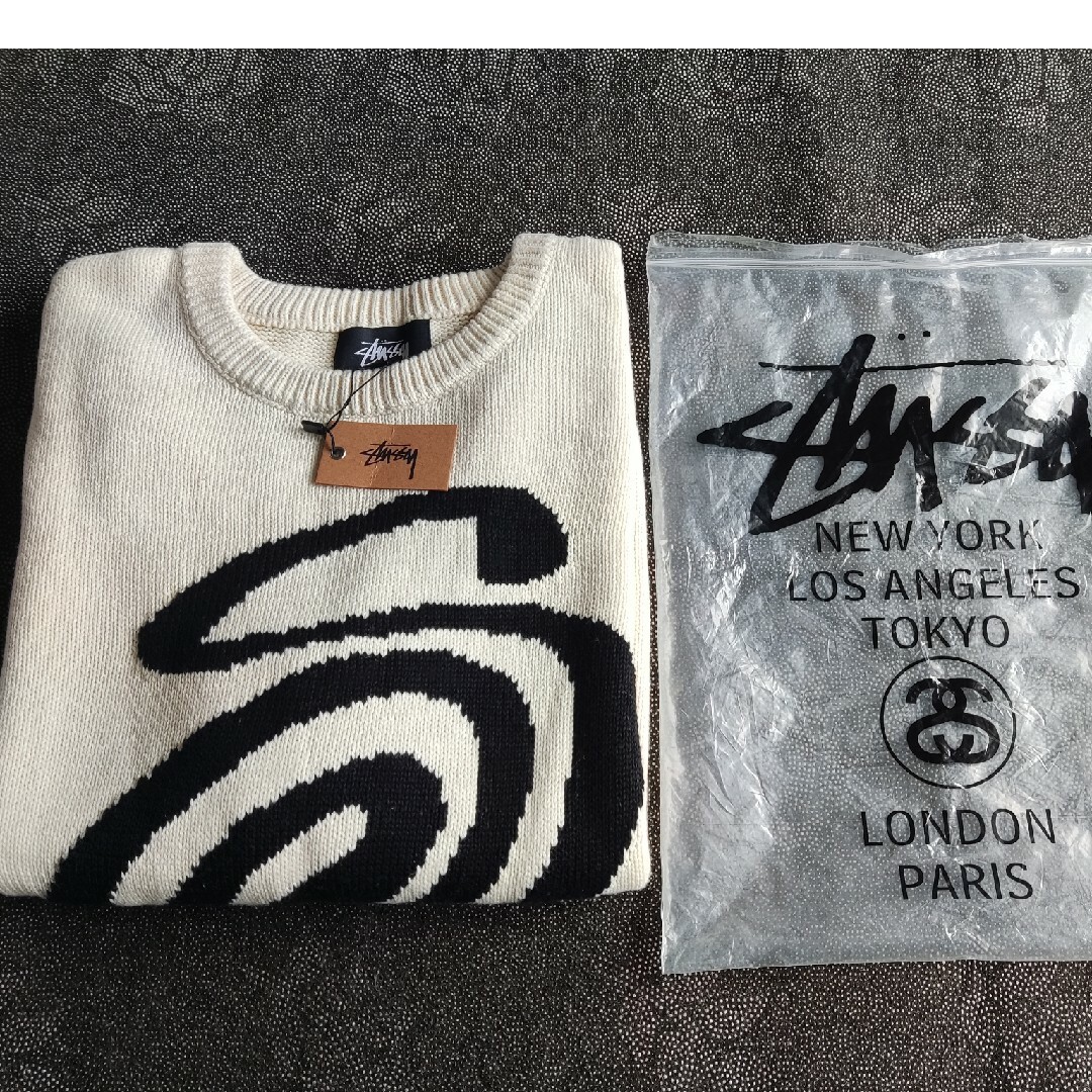 STUSSY Curly Logo  ニットセーター ユニセックス XL米色