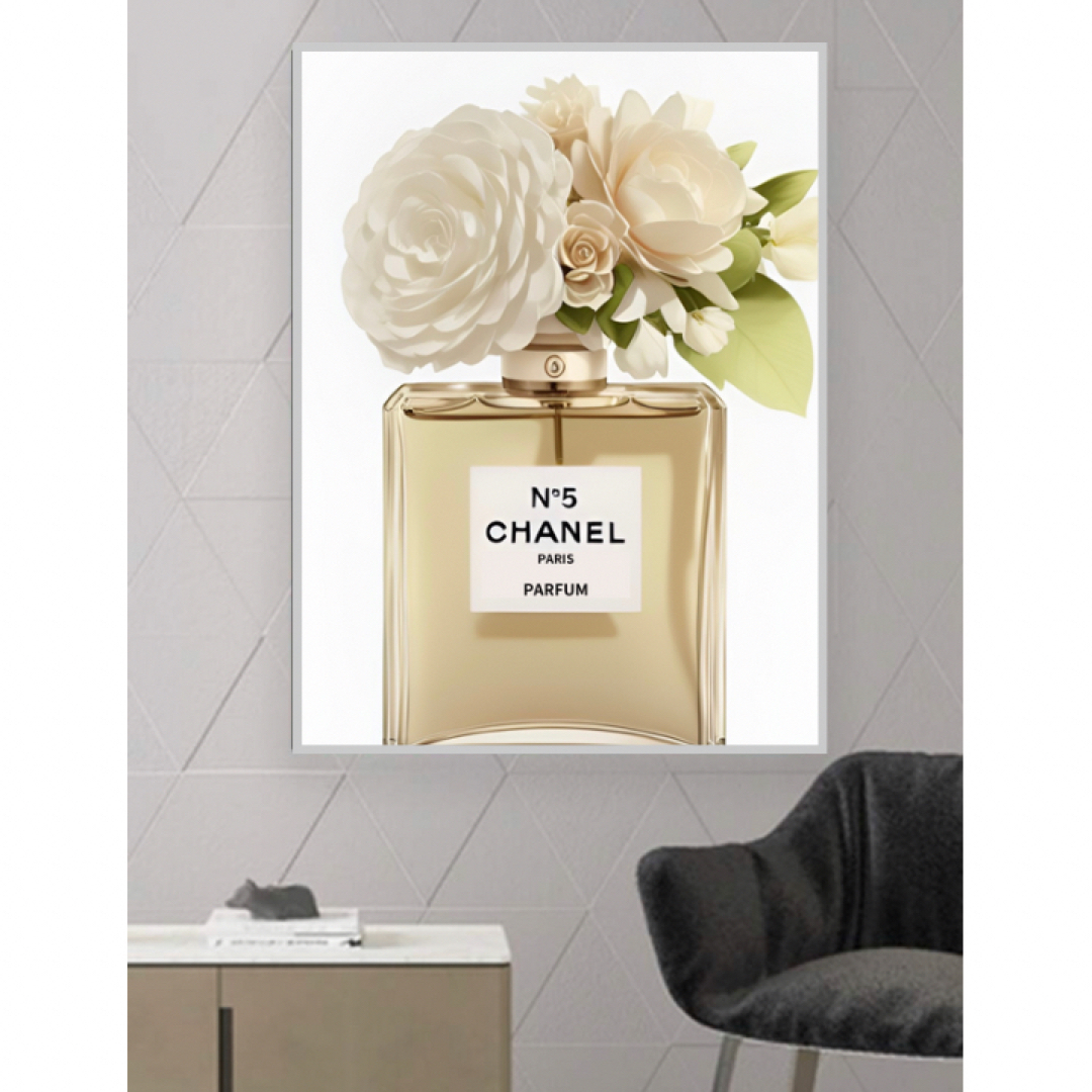 G147 シャネル香水 ポスター CHANEL N°5 花 【フレーム選択可】 ハンドメイドのインテリア/家具(アート/写真)の商品写真