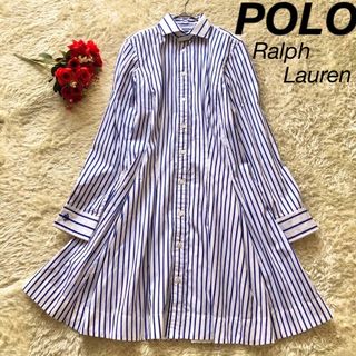 ポロラルフローレン(POLO RALPH LAUREN)のPOLO Ralph Lauren ✨美品ストライプシャツワンピース　刺繍入り(ひざ丈ワンピース)