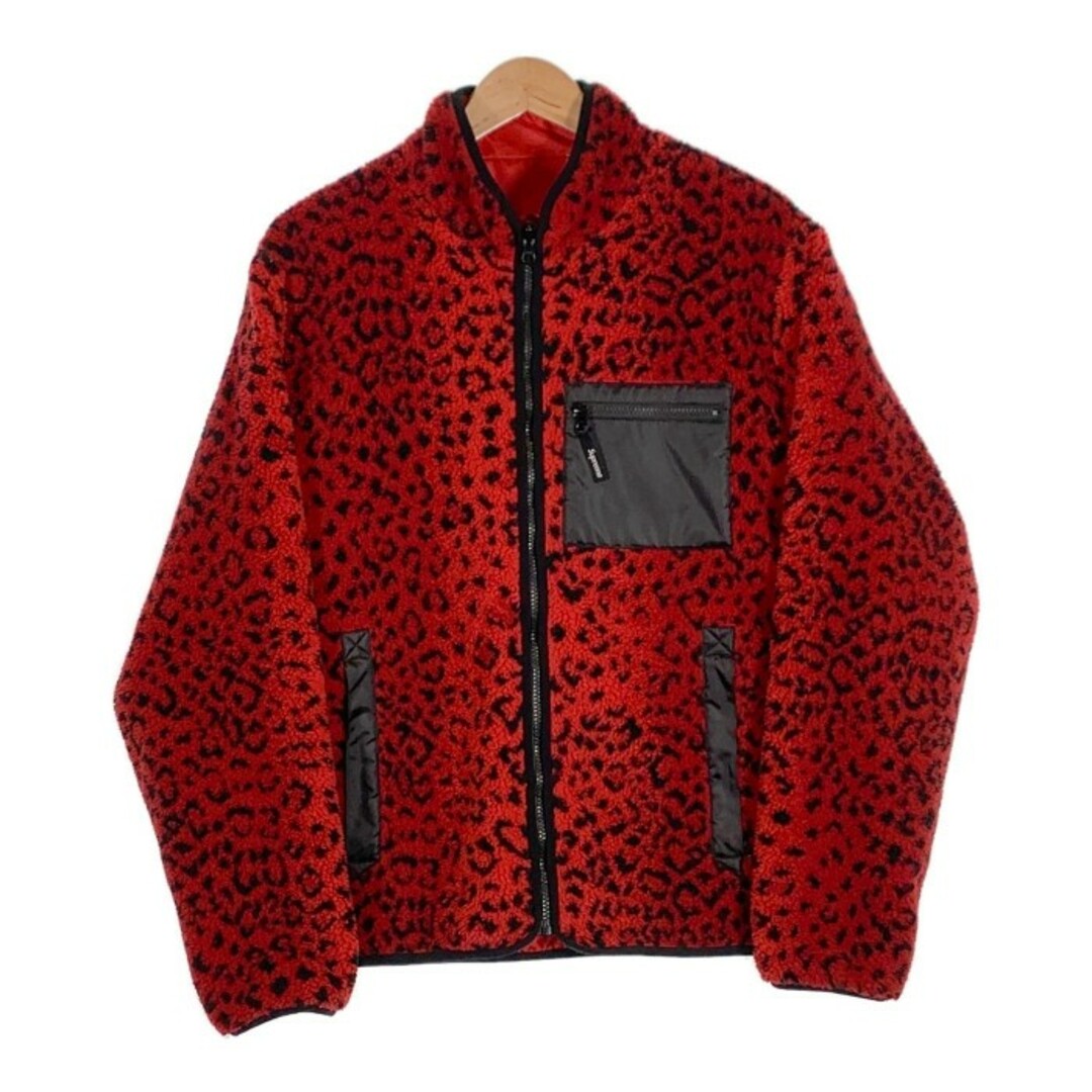 Supreme(シュプリーム)のSUPREME シュプリーム 17AW Leopard Fleece Reversible Jacket レオパードフリース リバーシブルジャケット レッド Size L メンズのジャケット/アウター(ブルゾン)の商品写真