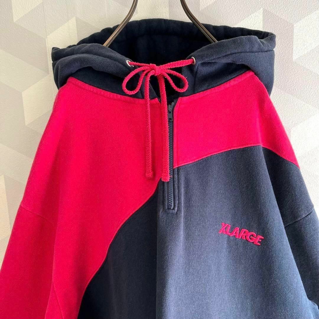XLARGE - 【エクストララージ】XL 刺繍ロゴ ハーフジップ 切り替え