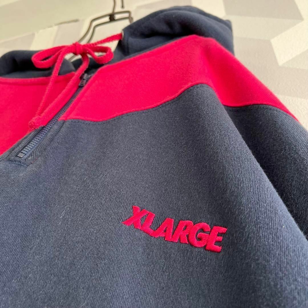 XLARGE - 【エクストララージ】XL 刺繍ロゴ ハーフジップ 切り替え