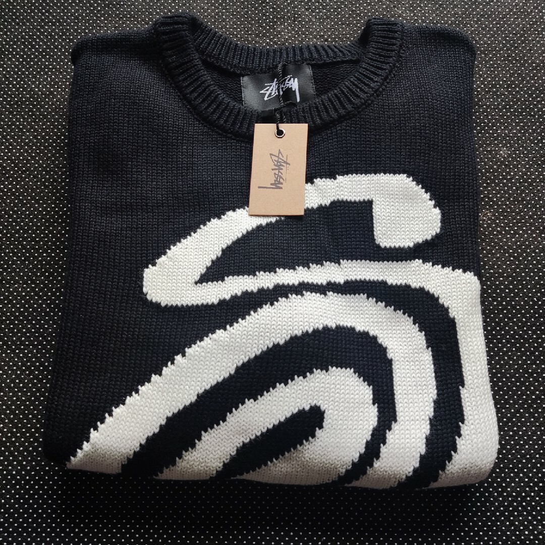 STUSSY Curly Logo  ニットセーター ユニセックス Lっ緑