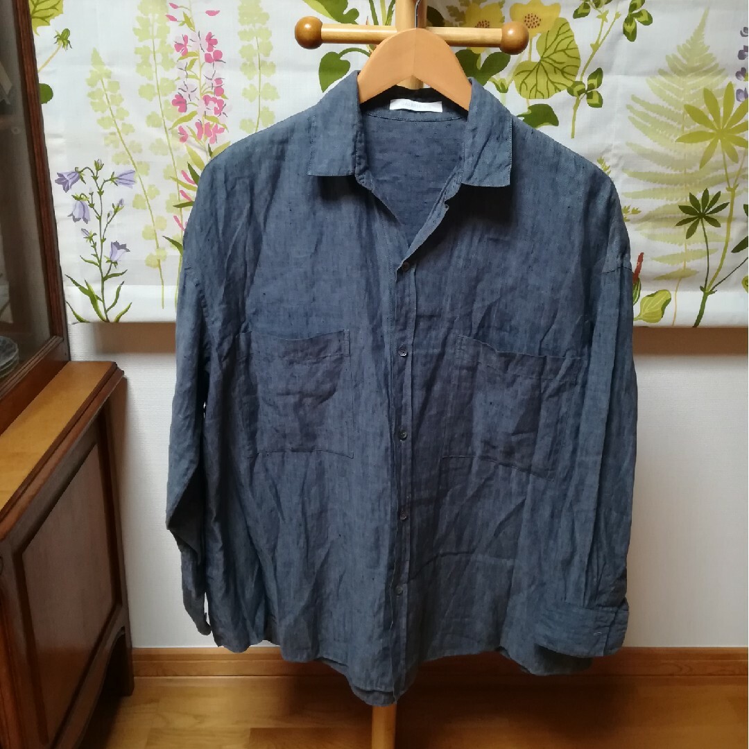 ✨GALERIE VIE｜ギャルリー ヴィーグレー色のリネン100シャツM | フリマアプリ ラクマ
