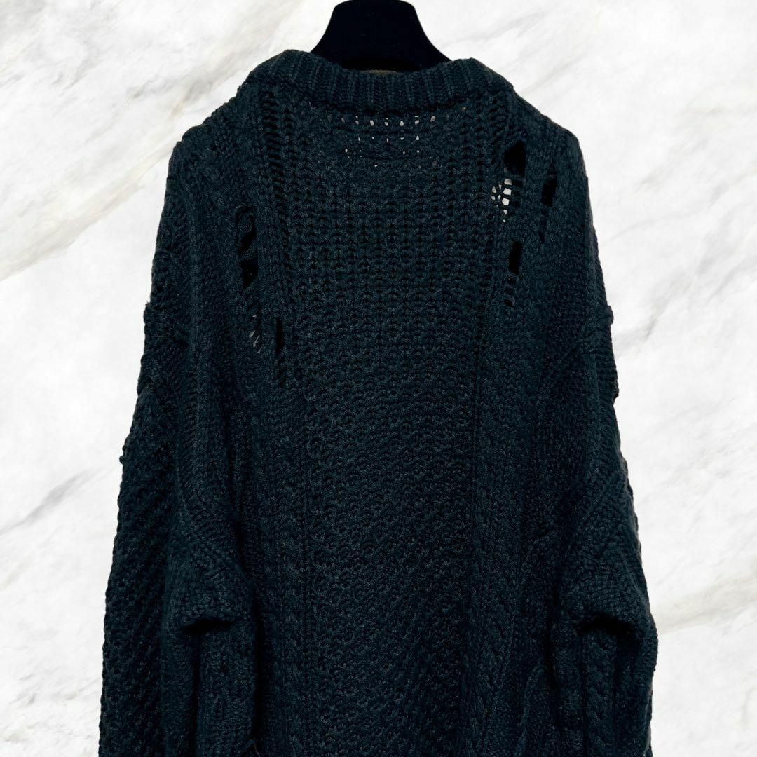 NEIGHBORHOOD(ネイバーフッド)のNEIGHBORHOOD SAVAGE CABLE SWEATER L ブラック メンズのトップス(ニット/セーター)の商品写真