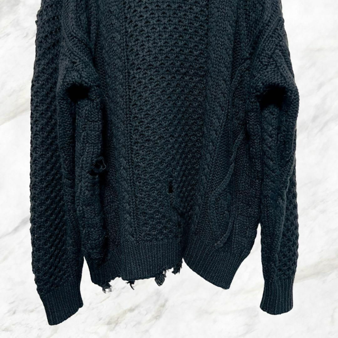 NEIGHBORHOOD(ネイバーフッド)のNEIGHBORHOOD SAVAGE CABLE SWEATER L ブラック メンズのトップス(ニット/セーター)の商品写真