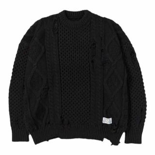 ネイバーフッド(NEIGHBORHOOD)のNEIGHBORHOOD SAVAGE CABLE SWEATER L ブラック(ニット/セーター)