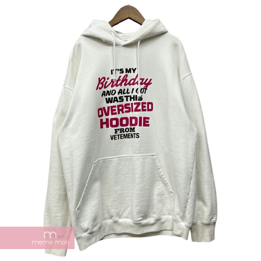 VETEMENTS 2019AW Overpriced Birthday Hoodie UAH20TR745 ヴェトモン オーバープライスバースデイフーディ プルオーバーパーカー ロゴプリント オーバーサイズ ホワイト サイズXS【231103】【-B】【me04】パーカー