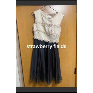 ストロベリーフィールズ(STRAWBERRY-FIELDS)のstrawberryfields ストロベリーフィールズ　ドレス　ベージュ黒　(ミディアムドレス)