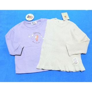 アンパンマン(アンパンマン)の新品　90cm　アンパンマン　女の子トップス2枚セット　パープル×ベージュ(Tシャツ/カットソー)