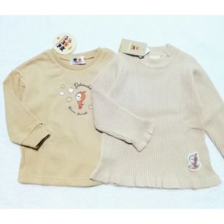 アンパンマン(アンパンマン)の新品　95cm　アンパンマン　女の子トップス2枚セット　ベージュ×ベージュ(Tシャツ/カットソー)