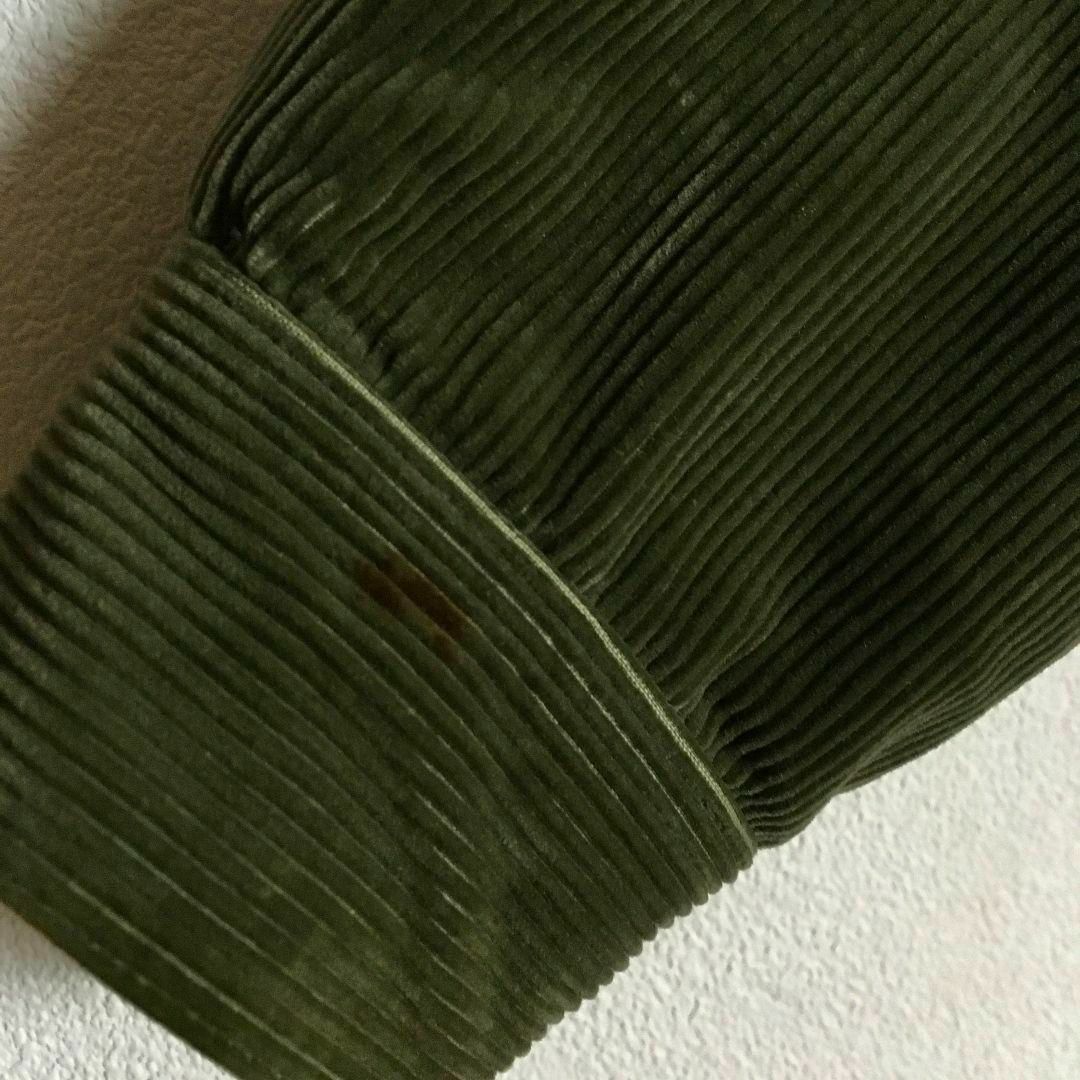 【ジャケット】コーデュロイ 異素材 バンドカラー フルジップ L シミあり 古着 メンズのジャケット/アウター(ノーカラージャケット)の商品写真