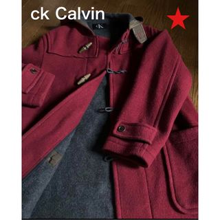 カルバンクライン(Calvin Klein)の★ck Calvin Klein 赤系ボルドーのダブルフェイスダッフルコート(ダッフルコート)