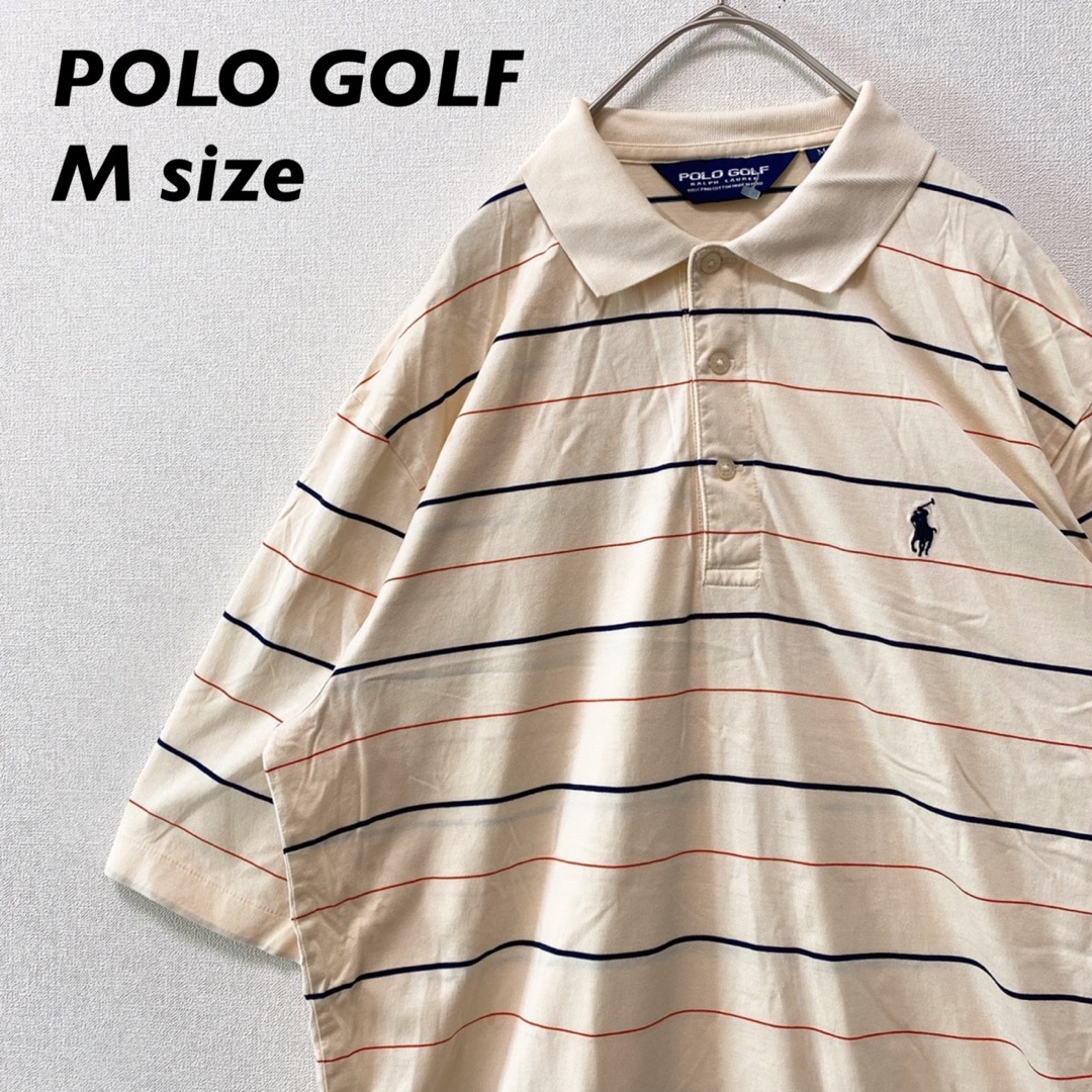 Polo Golf(ポロゴルフ)のポロゴルフ　半袖ポロシャツ　ラガー　ボーダー　刺繍ロゴ　男女兼用　Mサイズ メンズのトップス(ポロシャツ)の商品写真