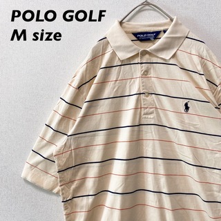 ポロゴルフ(Polo Golf)のポロゴルフ　半袖ポロシャツ　ラガー　ボーダー　刺繍ロゴ　男女兼用　Mサイズ(ポロシャツ)