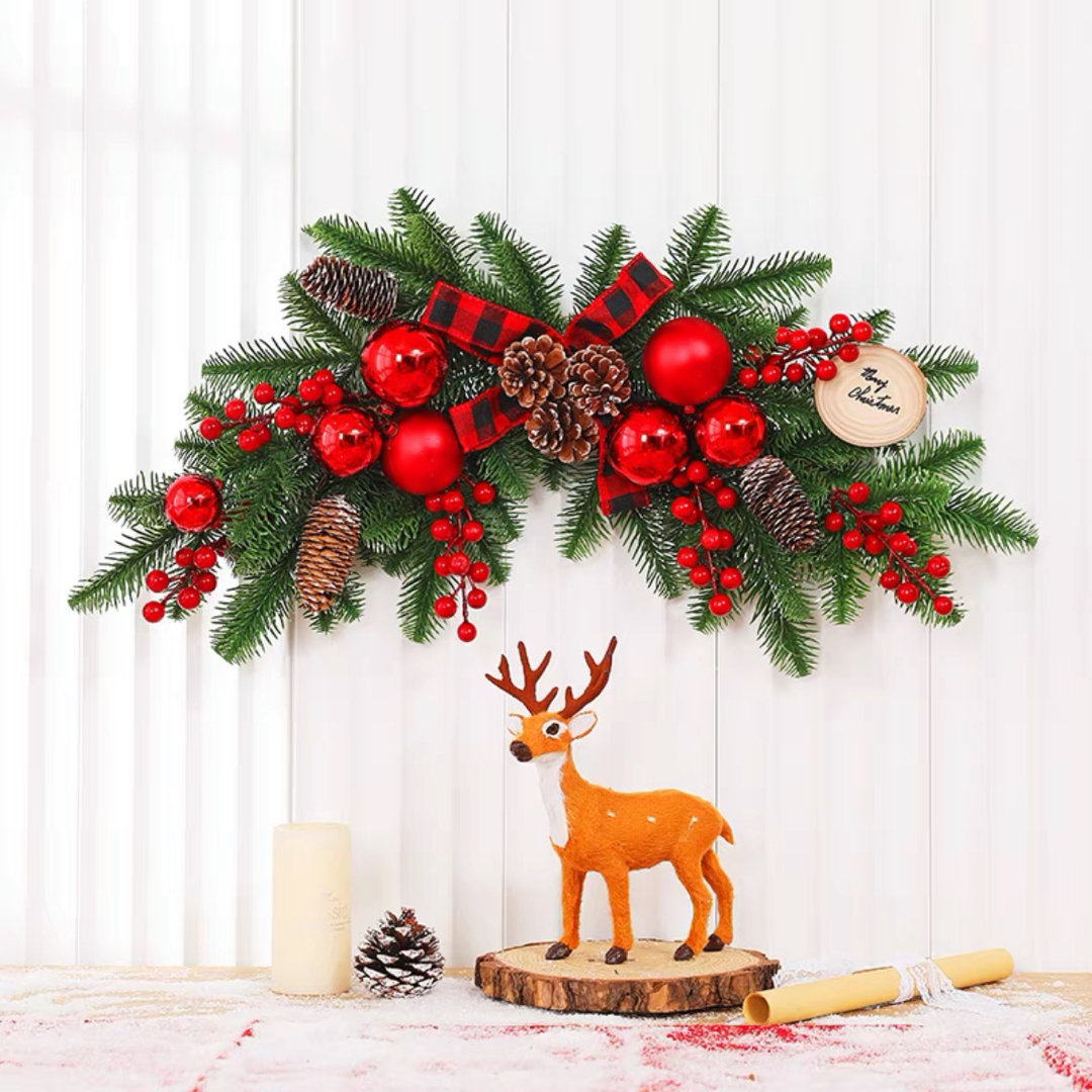 幅約60cmご注意クリスマスリース クリスマス飾り付け 壁掛け飾り 玄関ドア フラワ　造花 花輪