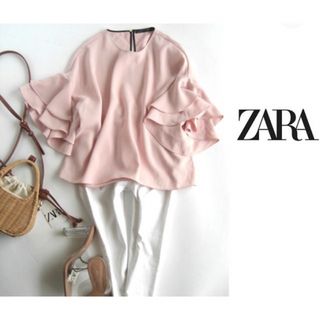 ザラ(ZARA)のZARA ザラ ★美品★ ピンク　フリル　ブラウス　大人素敵(シャツ/ブラウス(長袖/七分))