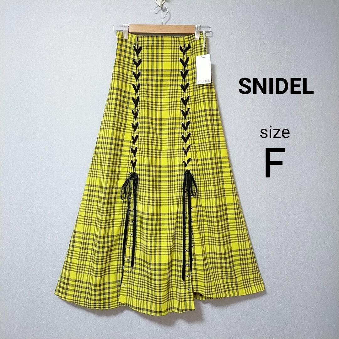 snidel 新品 チェックスリットロングスカート