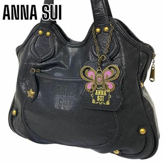 ANNA SUI アナスイバッグ チャーム付 本革 黒 大