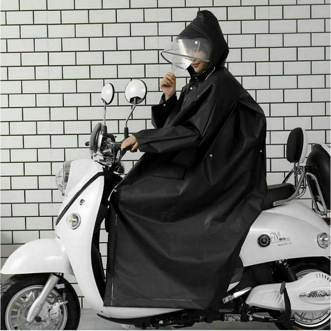 レインコート　レディース　速乾　二重ツバで顔カバー　雨具　ブラック　XL レディースのファッション小物(レインコート)の商品写真