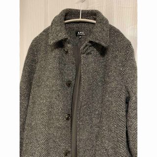 A.P.C. ヘリンボーン　ステンカラーコート(チェスターコート)中綿ポリエステル100%