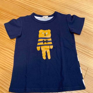 ハッシュアッシュ(HusHush)の半袖　紺　ボーダー　熊(Tシャツ/カットソー)