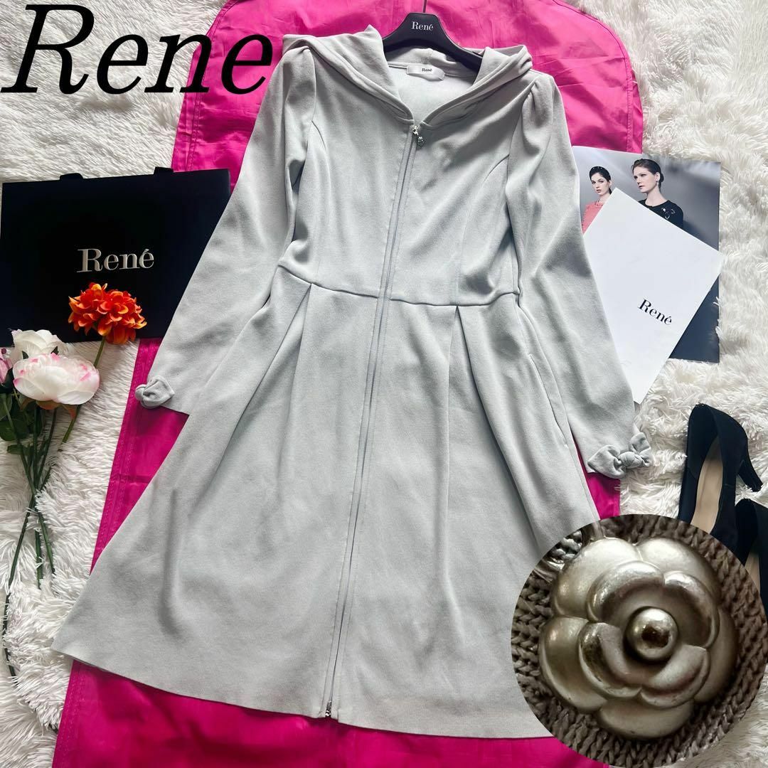 René - 【美品】Rene パーカーワンピース グレー 36 カメリアチャーム