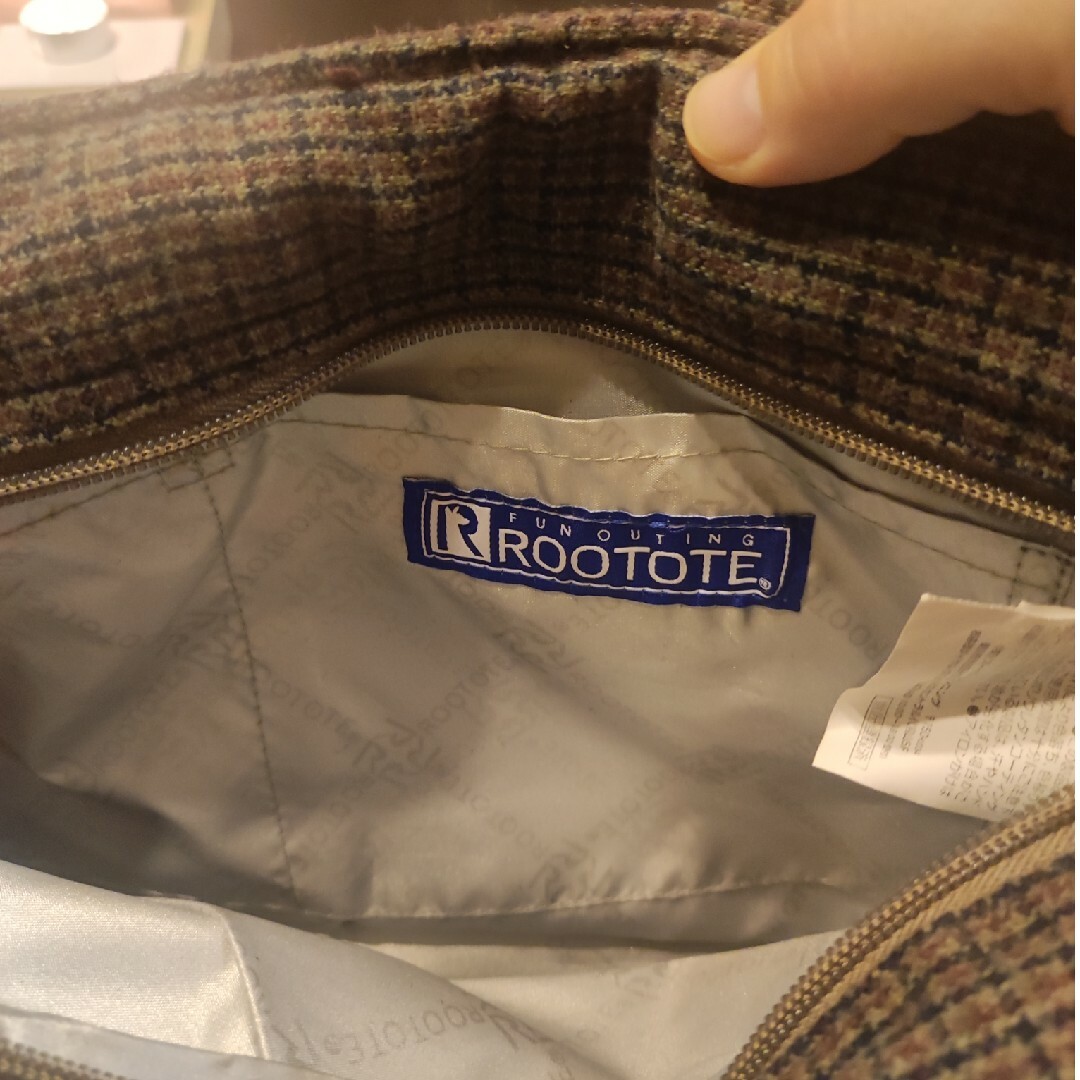 ROOTOTE(ルートート)のお値下げ!Rootote＊チェック柄＊ふかふかハンドバッグ レディースのバッグ(ハンドバッグ)の商品写真