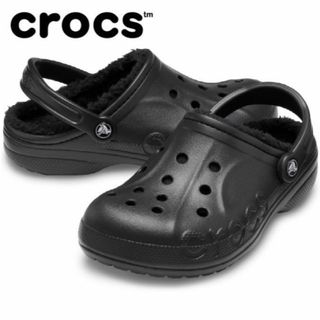 クロックス(crocs)の新品 23㎝ クロックス バヤ ラインド クロッグ ブラック ボア付き(サンダル)