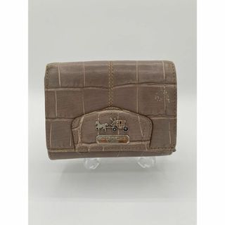 コーチ(COACH)のcoach クロコ型押し　財布　2つ折り　グレー/ピンクカラー(財布)