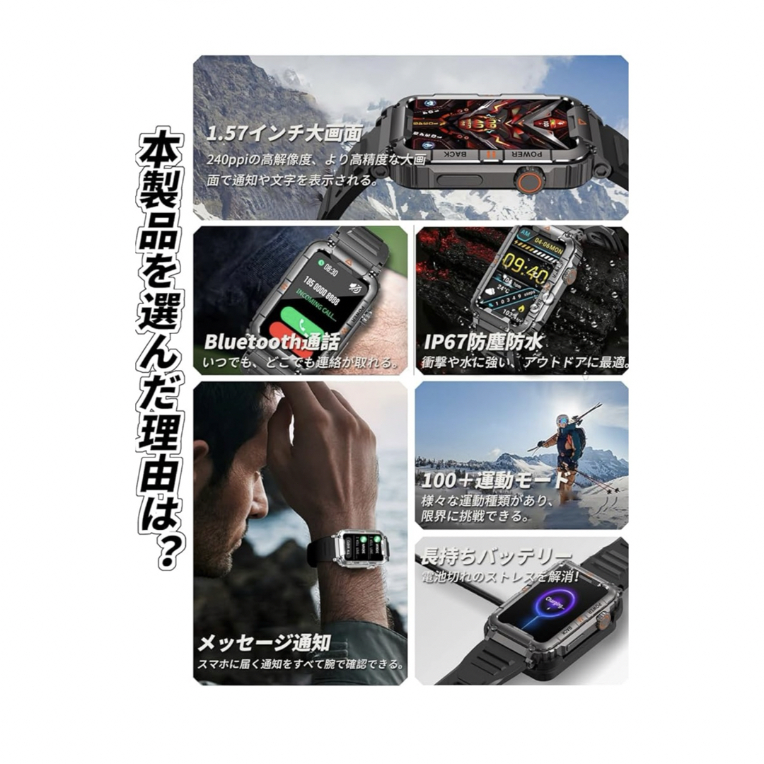 [新品] スマートウォッチ 1.85インチ大画面 iPhone/アンドロイド対応