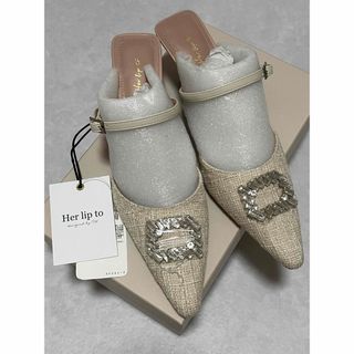 靴/シューズほぼ未使用！Herlipto Tweed Crystal Mules  37